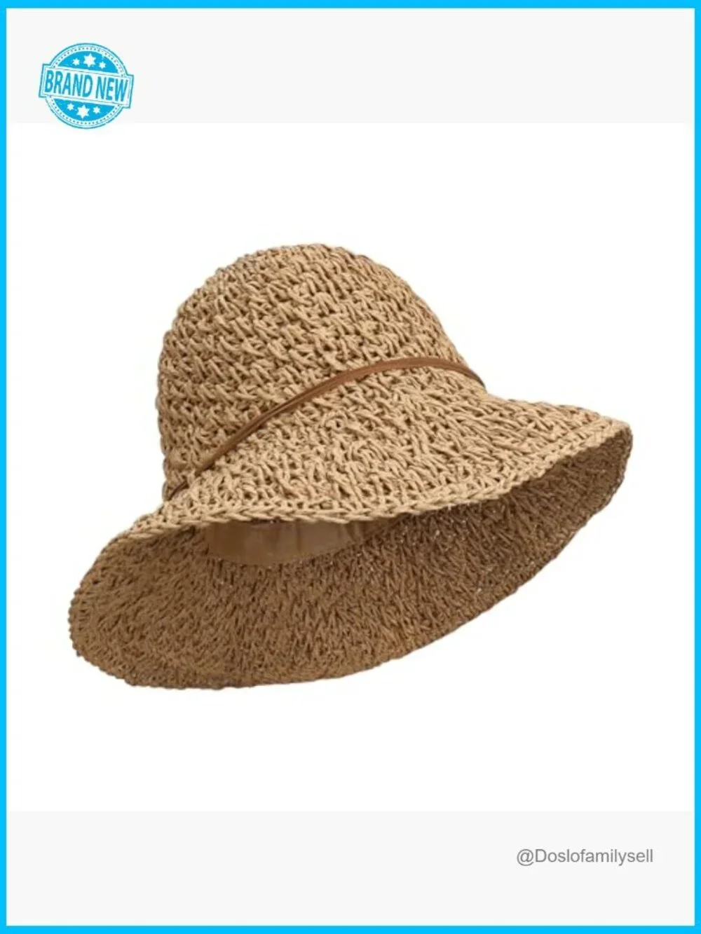Wide Brim UPF50 Straw Sun Hat Floppy Beach Roll-Up Travel Essential